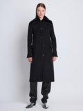 Front image of model wearing Louise Coat With Shearling Collar In Wool Cashmere in black