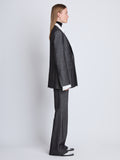 Side full length image of model wearing Laurie Jacket in GREY MELANGE