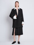 Front full length image of model wearing Henri Coat in BLACK