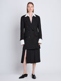 Front full length image of model wearing Henri Coat in BLACK