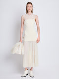 Front full length image of model wearing Niki Dress in ECRU