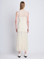 Back full length image of model wearing Niki Dress in ECRU