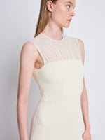 Detail image of model wearing Niki Dress in ECRU