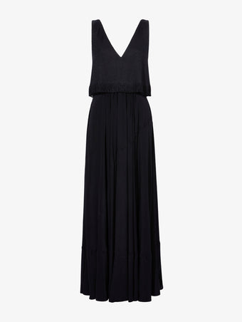 Still Life image of Lynda Dress In Textured Marocaine With Boucle in BLACK