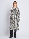 Front full length image of model wearing Carol Dress in ECRU MULTI