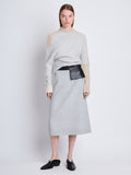 Front full length image of model wearing Patti Sweater in LIGHT GREY MULTI