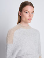 Detail image of model wearing Patti Sweater in LIGHT GREY MULTI