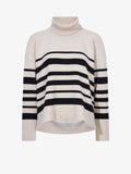 Still Life image of Sandra Turtleneck In Striped Doubleface Cashmere in OATMEAL MULTI