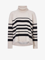 Still Life image of Sandra Turtleneck In Striped Doubleface Cashmere in OATMEAL MULTI
