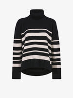 Still Life image of Sandra Turtleneck In Striped Doubleface Cashmere in BLACK MULTI