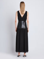 Back full length image of model wearing Viviane Dress in BLACK
