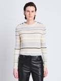 Front cropped image of model wearing Judy Sweater in ECRU MULTI