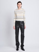 Front full length image of model wearing Judy Sweater in ECRU MULTI
