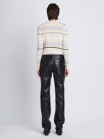 Back full length image of model wearing Judy Sweater in ECRU MULTI