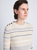 Detail image of model wearing Judy Sweater in ECRU MULTI