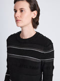 Detail image of model wearing Judy Sweater in BLACK MULTI