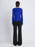 Back full length image of model wearing Camille Top in COBALT