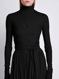 Front full length image of model wearing Meret Dress in BLACK