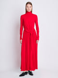 Front full length image of model wearing Meret Dress in RED