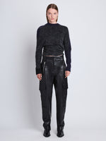 Front image of model wearing Jackson Cargo Pant In Grainy Leather in BLACK