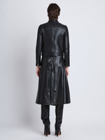 Back full length image of model wearing Alice Jacket In Textured Grainy Leather in BLACK