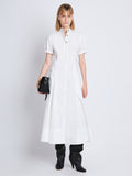 Front full length image of model wearing Tracey Dress in WHITE