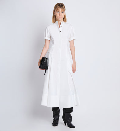 Front full length image of model wearing Tracey Dress in WHITE