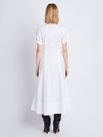 Back full length image of model wearing Tracey Dress in WHITE