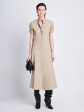 Front full length image of model wearing Tracey Dress in KHAKI