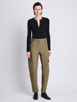 Front image of model wearing Jackson Cargo Pant In Cotton Twill in DARK KHAKI