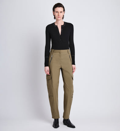 Front image of model wearing Jackson Cargo Pant In Cotton Twill in DARK KHAKI