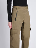 Detail image of model wearing Jackson Cargo Pant In Cotton Twill in DARK KHAKI