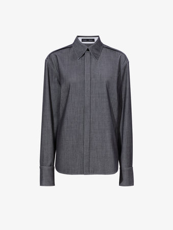 Still Life image of Maya Shirt In Melange Wool in GREY MELANGE