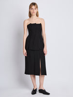 Front full length image of model wearing Diane Skirt in BLACK