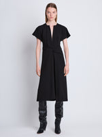 Front full length image of model wearing Julie Dress in BLACK