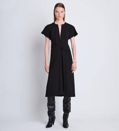 Front full length image of model wearing Julie Dress in BLACK