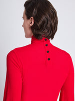 Detail image of model wearing Sonia Top in RED
