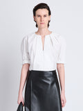 Front cropped image of model wearing Georgia Top In Eco Poplin in WHITE