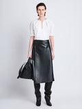 Front full length image of model wearing Georgia Top In Eco Poplin in WHITE