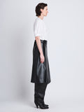 Side full length image of model wearing Georgia Top In Eco Poplin in WHITE