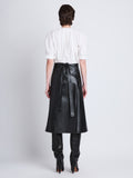 Back full length image of model wearing Georgia Top In Eco Poplin in WHITE