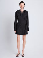 Front full length image of model wearing Eileen Dress in BLACK