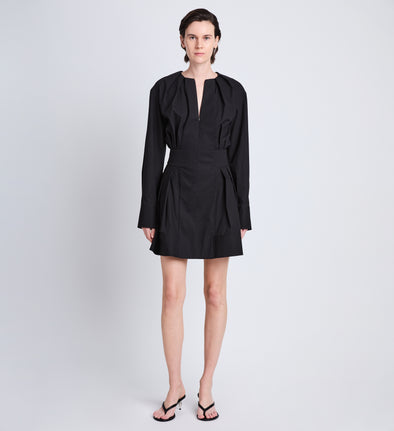 Front full length image of model wearing Eileen Dress in BLACK