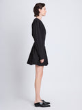 Side full length image of model wearing Eileen Dress in BLACK