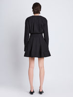 Back full length image of model wearing Eileen Dress in BLACK