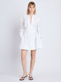 Front full length image of model wearing Eileen Dress in WHITE