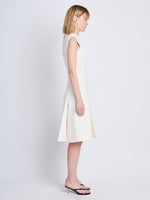 Side full length image of model wearing Kara Dress in ECRU