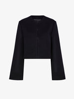 Still Life image of Brigdet Cropped Jacket with Leather Collar in BLACK