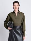 Proenza Schouler Front cropped image of model wearing Jeanne Polo in Fatigue