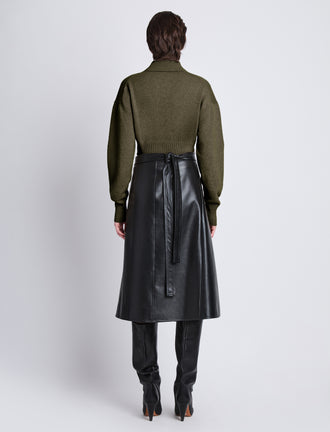 Proenza Schouler Back image of model wearing Jeanne Polo in Fatigue